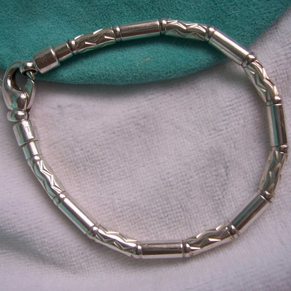 Tiffany & Co. Sterling Silver Etched Bracelet - Picture 2 of 8